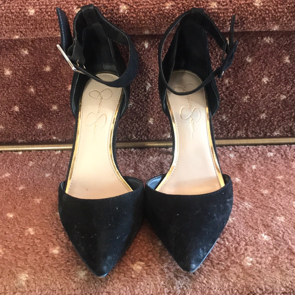 Jessica Simpson Black Velvet Pointed Toe Heels